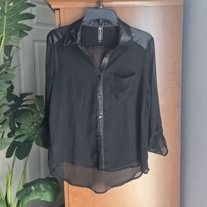 Poof Couture Sheer Button Up Womens Medium